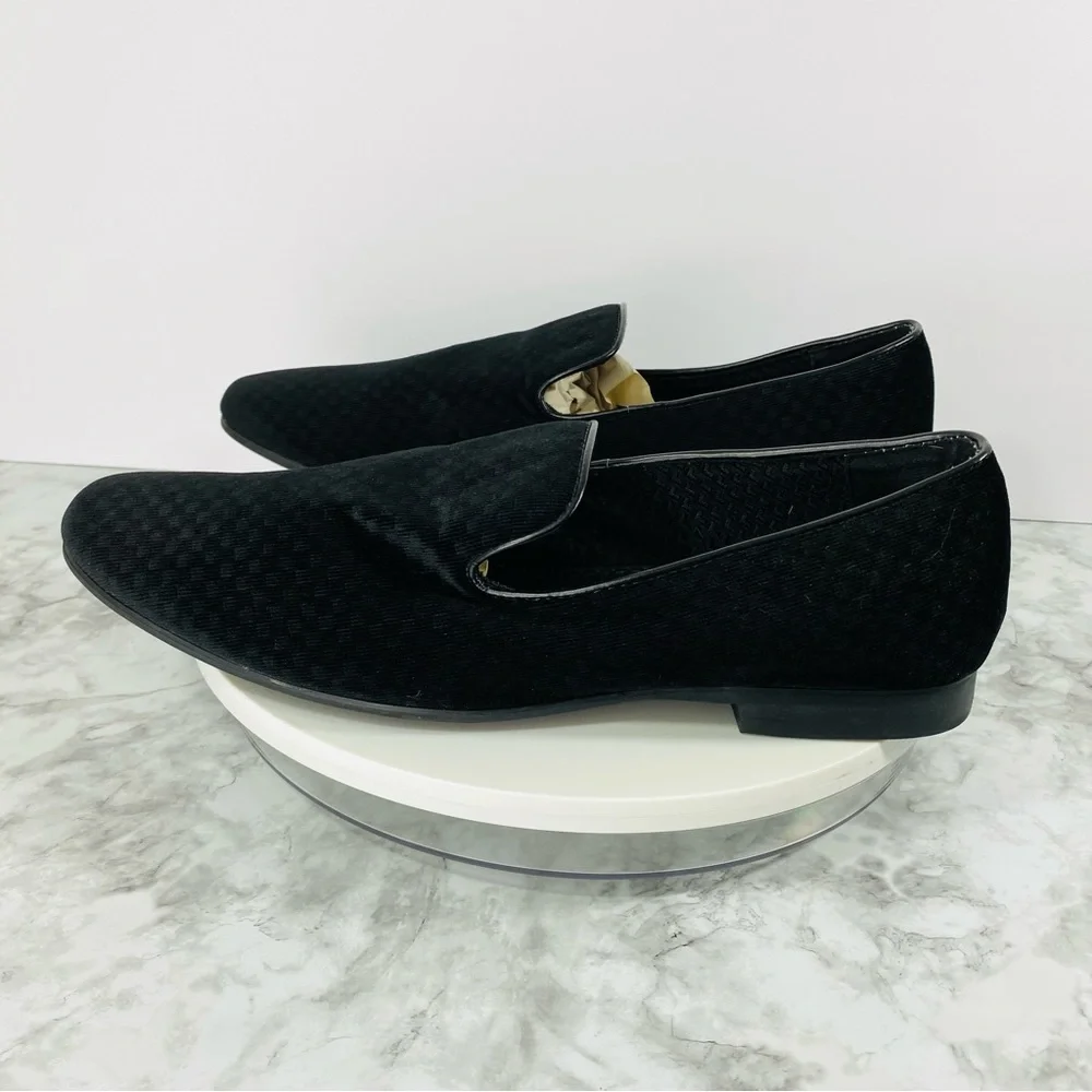 Giorgio Brutini Quilted Velvet Velour Loafers Mens Sz 11.5M Black‎ Party Slip On